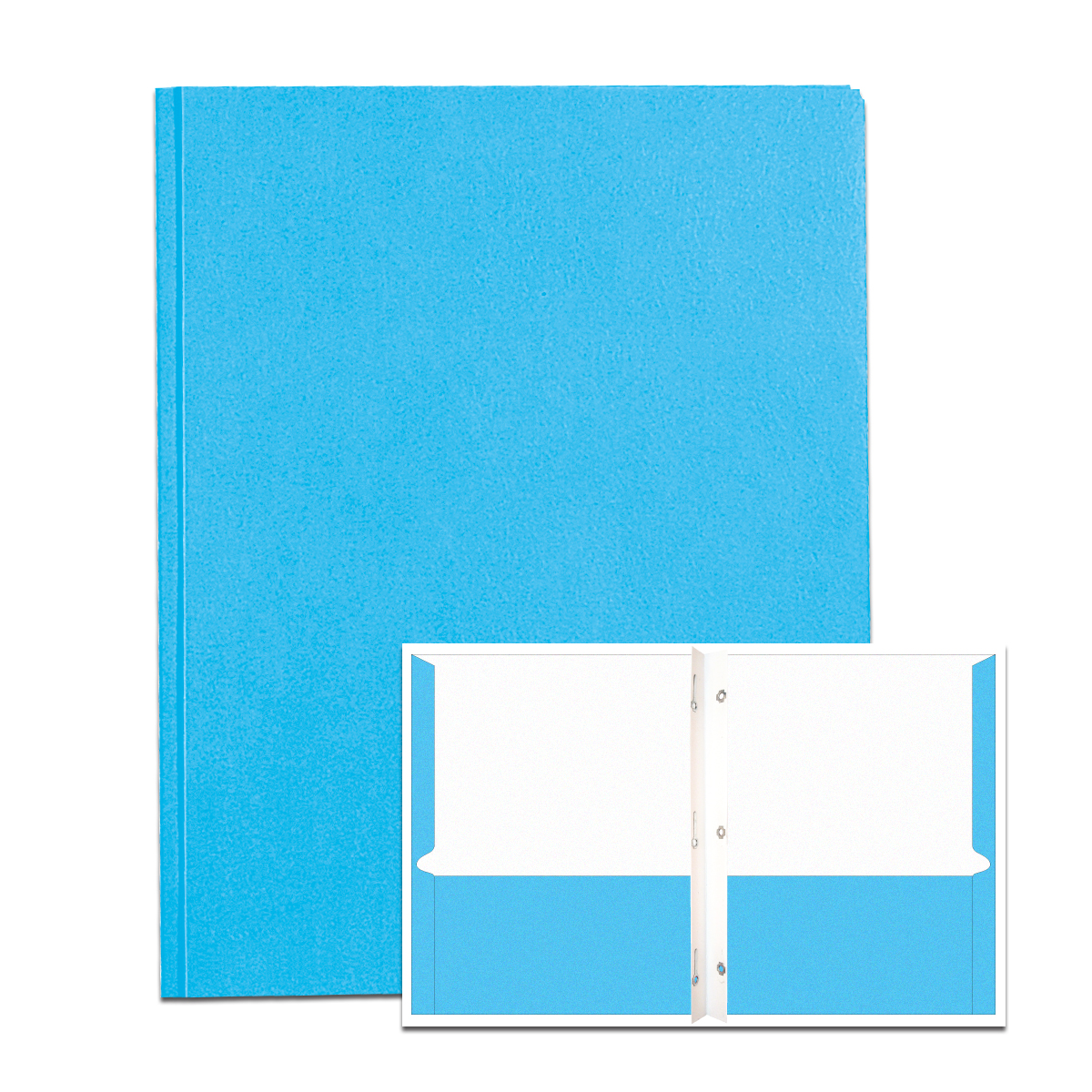 POCKETS&PRONGS 11.75"x9.5" LT BLUE Pocket Folders Roaring Spring