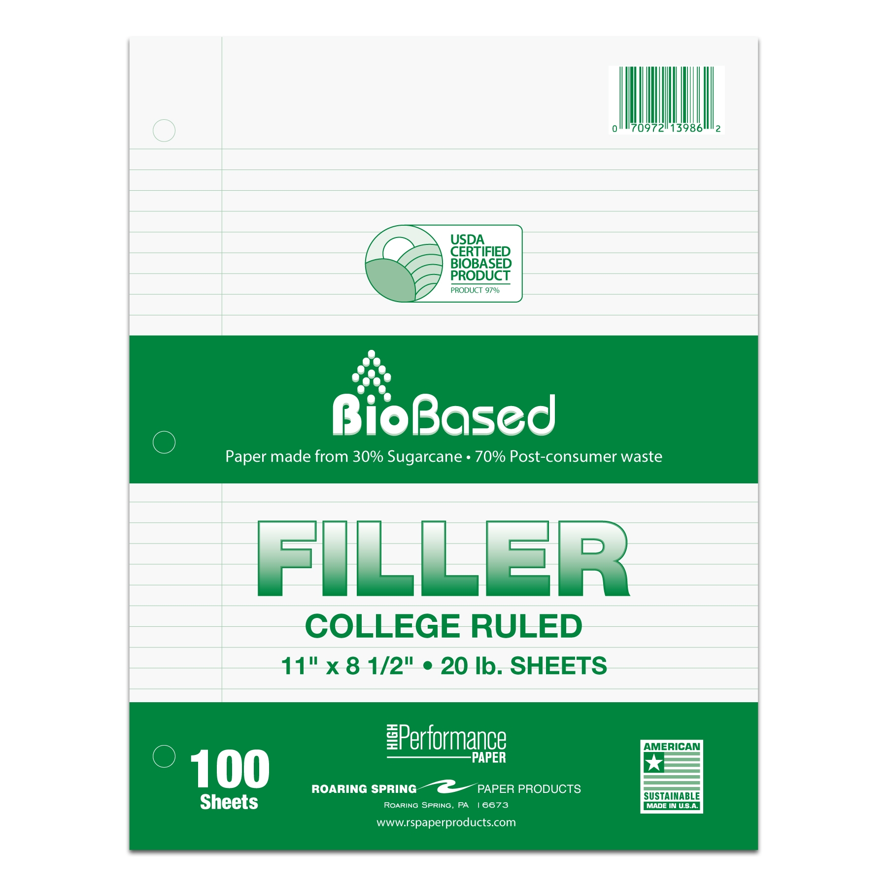 BIOBASE FILLER 8.5"x11" CM Filler Paper Roaring Spring Paper Products