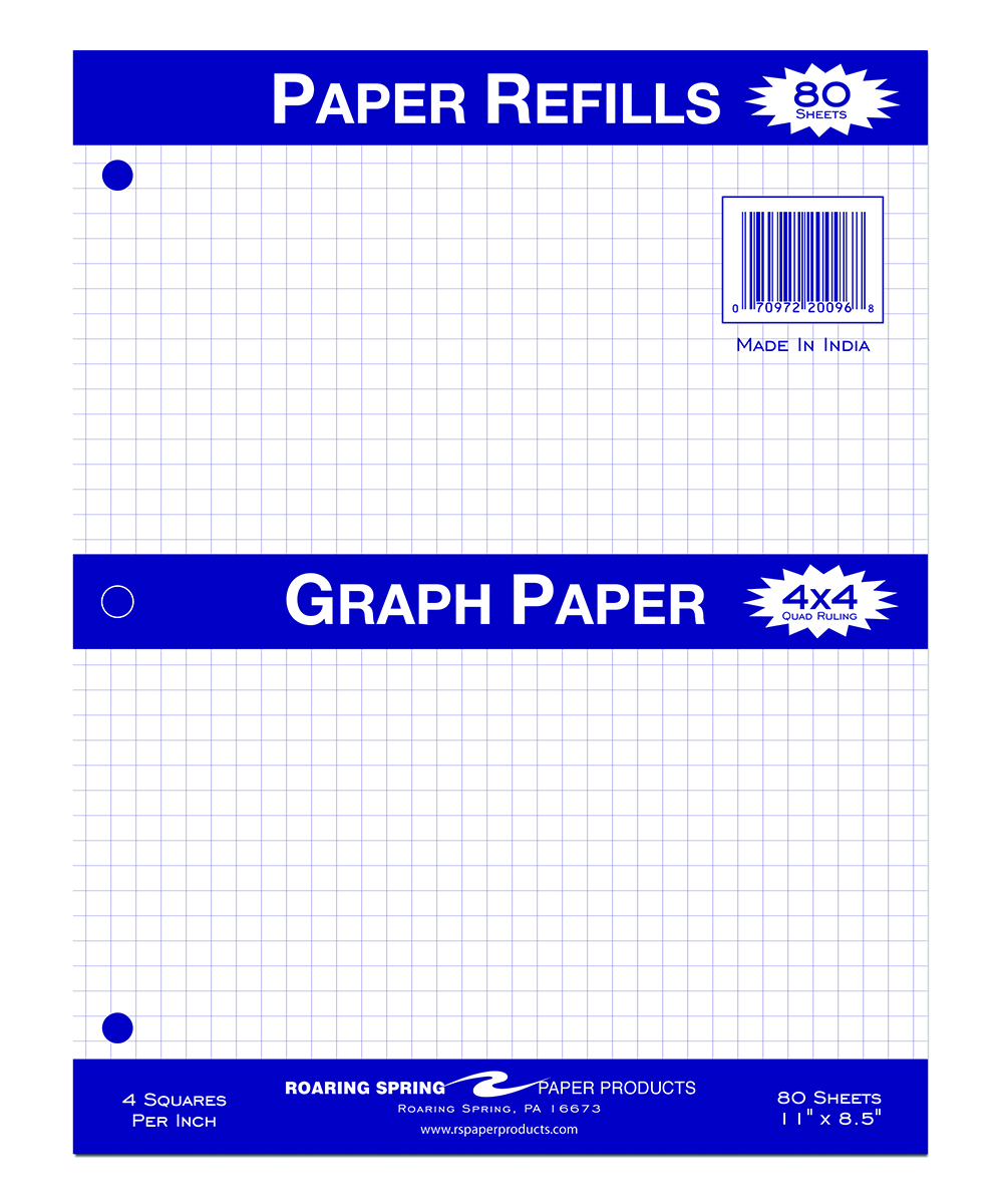 Better Office Products Graph Paper Pad, 8.5 x 11, 50 Sheets, Double  Sided, White, 4x4 Blue Quad Rule, Easy Tear, Grid Paper, Graph Paper