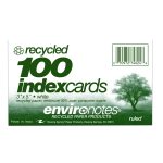 RECYCLED INDEX CARDS 3"x5" RULED WHT