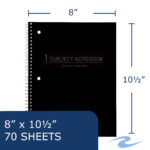 One Subject Wirebound Notebook, College Ruled, 10.5" x 8", 70 Sheets, Assorted Jewel Tone Poly Covers