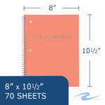 One Subject Wirebound Notebook, College Ruled, 10.5" x 8", 70 Sheets, Assorted Fashion Poly Covers