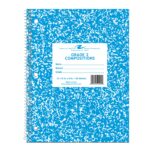 Grade 2 Wirebound Composition Book, 10.5" x 8", 36 Sheets, Blue Marble Cover