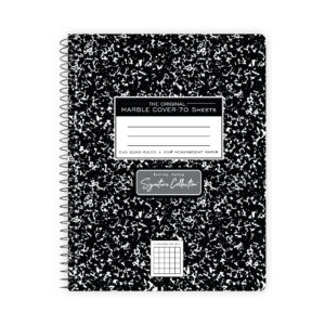 Signature Collection™ Premium Wirebound Composition Book, 5x5 Graph Ruled, 9.75" x 7.5", 70 Sheets of 20 lb Paper, Black Marble Cover