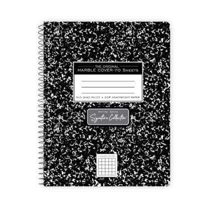 Signature Collection™ Premium Wirebound Composition Book, 5x5 Graph Ruled, 9.75" x 7.5", 70 Sheets of 20 lb Paper, Black Marble Cover