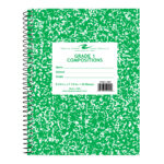 Grade 1 Wirebound Composition Book, 9.75" x 7.5", 36 Sheets, Green Marble Cover (Grade 1)