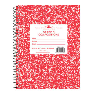 Grade 3 Wirebound Composition Book, 9.75" x 7.5", 36 Sheets, Red Marble Cover (Grade 3)