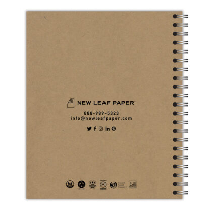 New Leaf Paper® 100% Recycled, Sustainably Designed, Large Wirebound Notebook, 11" x 9", 70 Sheets, Gray Keys Design