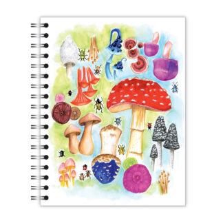 New Leaf Paper® 100% Recycled, Sustainably Designed, Small Wirebound Notebook, 9.75” x 7.5", 70 sheets, Mushrooms Design