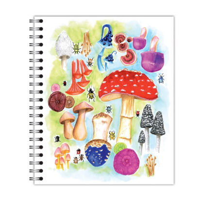 New Leaf Paper® 100% Recycled, Sustainably Designed, Large Wirebound Notebook, 11" x 9", 70 Sheets, Mushrooms Design