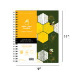 New Leaf Paper® 100% Recycled, Sustainably Designed, Large Wirebound Notebook, 11" x 9", 70 Sheets, Bees Design