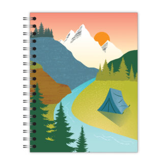 New Leaf Paper® 100% Recycled, Sustainably Designed, Small Wirebound Notebook, 9.75” x 7.5", 70 sheets, Camping Design