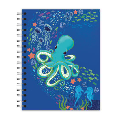 New Leaf Paper® 100% Recycled, Sustainably Designed, Small Wirebound Notebook, 9.75” x 7.5", 70 sheets, Sea Life Design