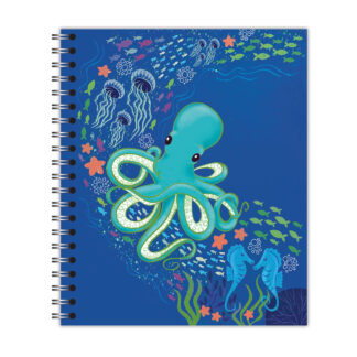 New Leaf Paper® 100% Recycled, Sustainably Designed, Large Wirebound Notebook, 11" x 9", 70 Sheets, Sea Life Design