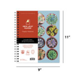 New Leaf Paper® 100% Recycled, Sustainably Designed, Large Wirebound Notebook, 11" x 9", 70 Sheets, Succulents Design