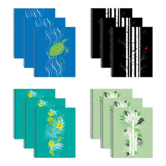 New Leaf Paper® Habitat Series™ 100% Recycled, Sustainably Designed One Subject Notebook, College Ruled, 11" x 9", 70 Sheets, 4 Assorted Covers