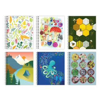 New Leaf Paper® 100% Recycled, Sustainably Designed, Small Wirebound Notebook, 9.75” x 7.5", 70 sheets, 6 Assorted Covers