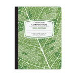 New Leaf Paper® 100% Recycled, Sustainably Designed Composition Book, 9.75” x 7.5", 80 sheets/160 Pages, Green Leaf Cover