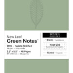 New Leaf Paper® 100% Recycled, Sustainably Designed Green Notes™, Blank/Lined/Dotted Pages, 5.5" x 3.5", 24 Sheets, Assorted Embossed Green Covers