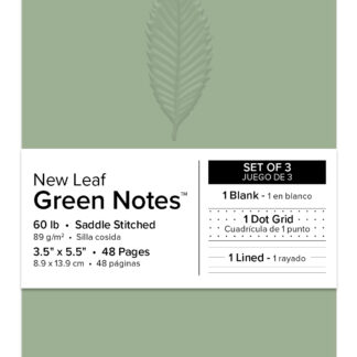 New Leaf Paper® 100% Recycled, Sustainably Designed Green Notes™, Blank/Lined/Dotted Pages, 5.5" x 3.5", 24 Sheets, Assorted Embossed Green Covers