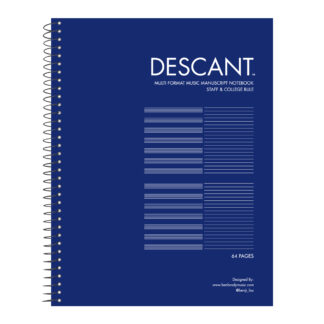 Descant™ Staff & College Ruled Multi-Format Manuscript Music Wirebound Notebook, 11" x 8.5", 32 sheets, Premium 60 lb Cream Paper