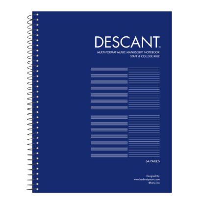 Descant™ Staff & College Ruled Multi-Format Manuscript Music Wirebound Notebook, 11" x 8.5", 32 sheets, Premium 60 lb Cream Paper