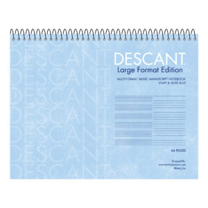 Descant™ Large Format Edition Staff & Wide Ruled Multi-Format Manuscript Music Top Wirebound Notebook, 11" x 8.5", 32 sheets, Heavyweight 20 lb White Paper