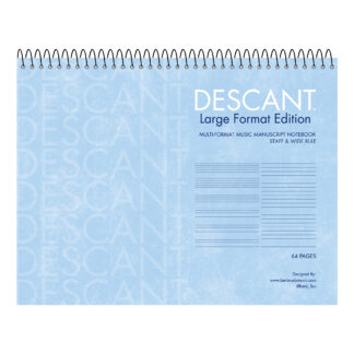 Descant™ Large Format Edition Staff & Wide Ruled Multi-Format Manuscript Music Top Wirebound Notebook, 11" x 8.5", 32 sheets, Heavyweight 20 lb White Paper