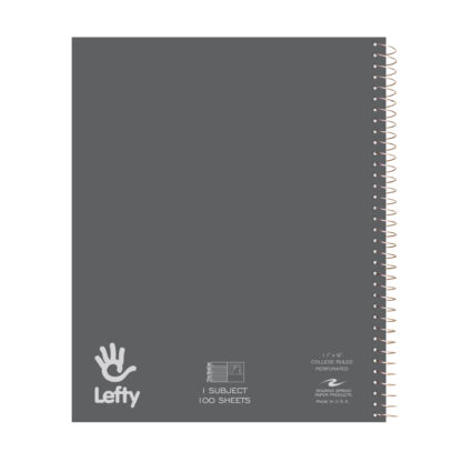 Lefty's Stasher© One Subject Wirebound Left-Handed Notebook with Cover Pocket, College Ruled, 11" x 9", 100 Sheets, Assorted Covers