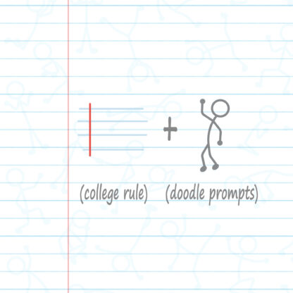 DoodleWrite™ College Ruled + Stick Figures One Subject Notebook, 11" x 8.5", 60 Sheets of 20 lb Paper