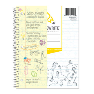 DoodleWrite™ Wide Ruled + Stick Figures One Subject Notebook, 10.5" x 8", 50 Sheets of 20 lb Paper