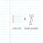 DoodleWrite™ Wide Ruled + Stick Figures One Subject Notebook, 10.5" x 8", 50 Sheets of 20 lb Paper