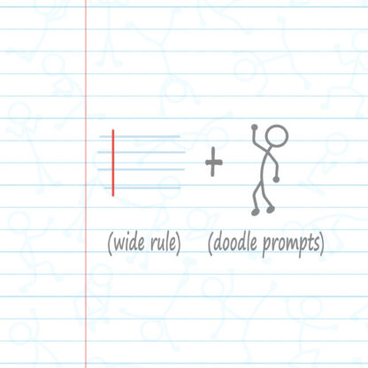 DoodleWrite™ Wide Ruled + Stick Figures One Subject Notebook, 10.5" x 8", 50 Sheets of 20 lb Paper