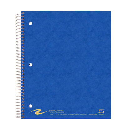 Five Subject Wirebound Notebook, College Ruled. 11" x 9", 200 Sheets, Assorted Covers