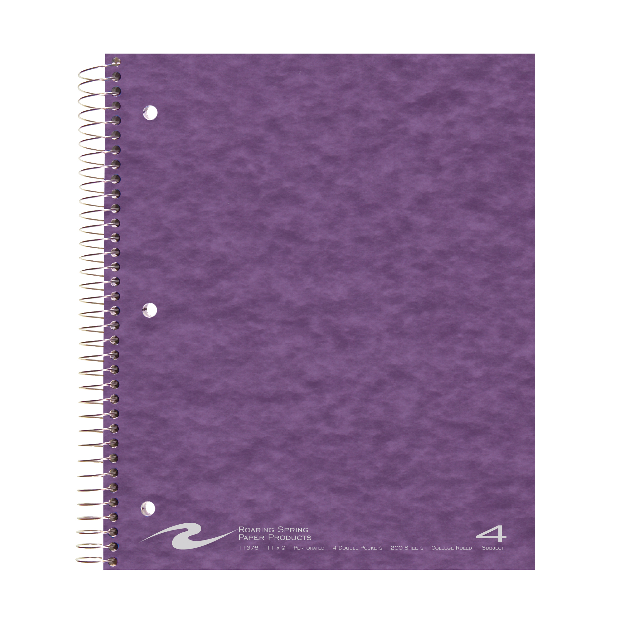 College Ruled 4 Subject Wirebound Notebook with 4 Double Pockets