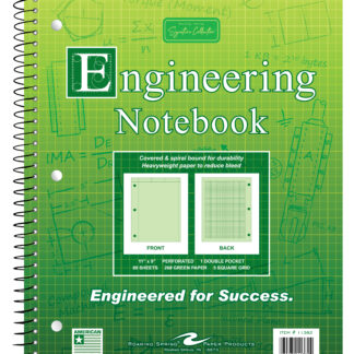 Signature Collection™ Wirebound Engineering Notebook, Frame Front 1/2" Right Margin, 11" x 9", 80 Sheets, Heavyweight 20 lb Green Paper