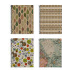 M® MiquelRius Recycled Collection,  Lined 4 Subject Notebook, 11" x 8.5", Cardboard Cover - Assorted Recycled Designs