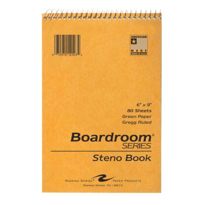 Boardroom Series Steno Book, Gregg Ruled, 6" x 9", 80 Sheets, Green paper