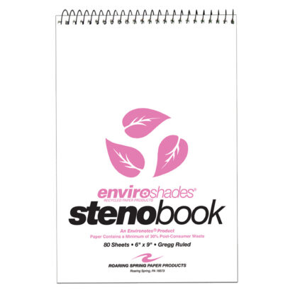 Enviroshades® Recycled Steno Book, 4 Pack, 6" x 9", 80 Sheets, Pink Paper