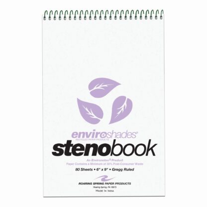 Enviroshades® Recycled Steno Book, 4 Pack, 6" x 9", 80 Sheets, Orchid Paper