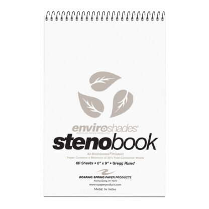 Enviroshades® Recycled Steno Book, 4 Pack, 6" x 9", 80 Sheets, Gray Paper