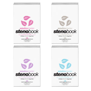 Enviroshades® Recycled Steno Book, 4 Pack, 6" x 9", 80 Sheets, Assorted Colors