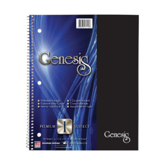 Genesis One Subject Wirebound Notebook, College Ruled, 11" x 9", 100 Sheets, Assorted Covers