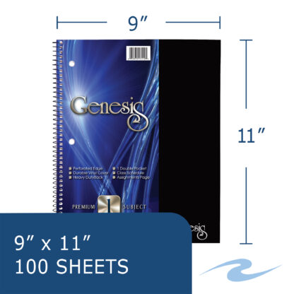 Genesis One Subject Wirebound Notebook, College Ruled, 11" x 9", 100 Sheets, Assorted Covers