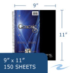 Genesis Three Subject Wirebound Notebook, College Ruled, 11" x 9", 150 Sheets, Assorted Covers