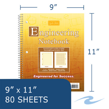 Signature Collection™ Wirebound Engineering Notebook, Frame Front 1/2" Right Margin, 11" x 9", 80 Sheets, Heavyweight 20 lb Buff Paper