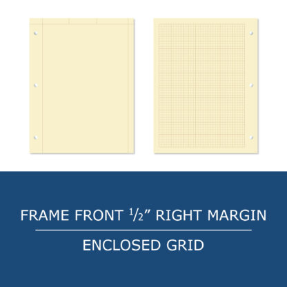 Signature Collection Covered Engineering Pad, Frame Front 1/2" Right Margin, 8.5" x 11", 80 Sheets, Heavyweight 20 lb Buff Paper