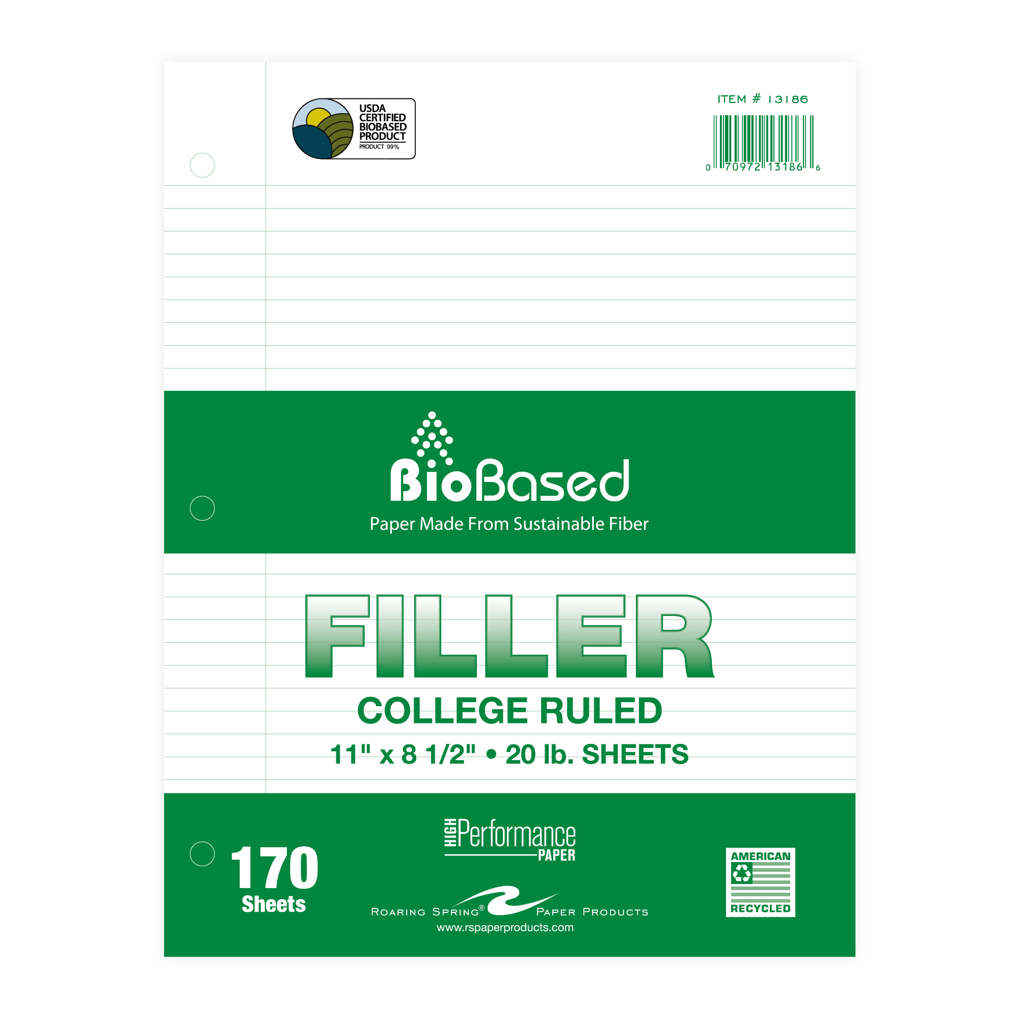 Biobase Filler 8.5"x11" College Ruled with Margin
