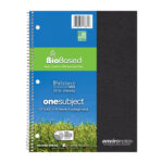 Environotes® Recycled One Subject Wirebound Notebook with Heavyweight BioBased Paper, 11" x 8.5", 70 Sheets of 20 lb Paper, Assorted Earthtone Covers