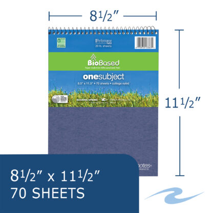 Environotes® One Subject Top-Open "Flipper" Recycled Notebook with Heavyweight BioBased Paper, 8.5" x 11.5", 70 Sheets of 20 lb Paper, Assorted Earthtone Covers